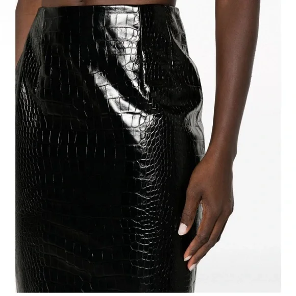 NWT Versace Crocodile Embossed Calf Leather Pencil Skirt $2450 Size 38 RUNWAY - Picture 5 of 6